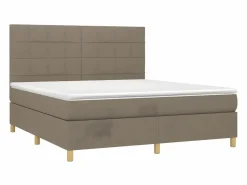 Cama box spring colchón y luces LED tela gris taupe 180x200 cm < Clicnbuy Discount