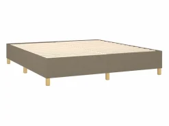 Cama box spring colchón y luces LED tela gris taupe 180x200 cm < Clicnbuy Discount