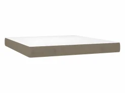 Cama box spring colchón y luces LED tela gris taupe 180x200 cm < Clicnbuy Discount