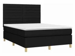 Cama box spring colchón y luces LED tela negro 140x190 cm < Clicnbuy Discount