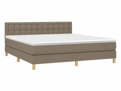 Cama box spring con colchón LED tela gris taupe 180x200 cm < Clicnbuy Online