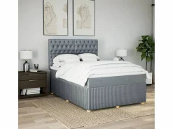 Cama box spring con colchón tela claro 160x200 cm < Clicnbuy Outlet