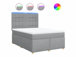 Cama box spring con colchón tela claro 160x200 cm < Clicnbuy Online