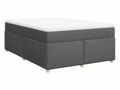 Cama box spring con colchón tela oscuro 160x200 cm < Clicnbuy Outlet