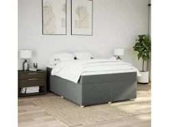 Cama box spring con colchón tela oscuro 160x200 cm < Clicnbuy Outlet