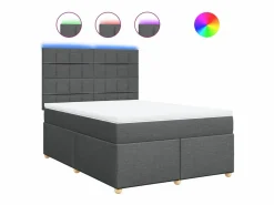 Cama box spring con colchón tela oscuro 160x200 cm < Clicnbuy Best