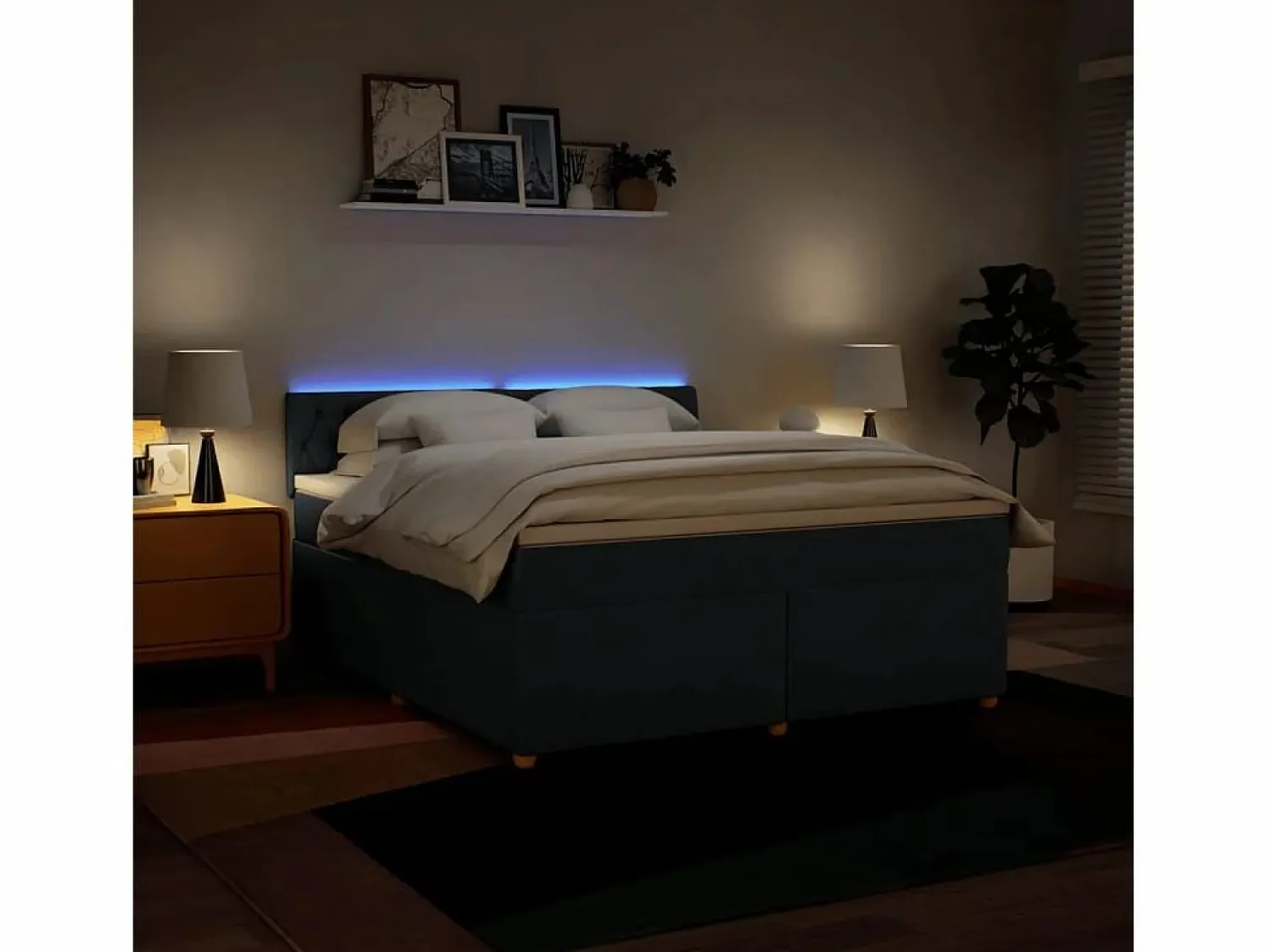 Cama box spring con colchón tela 180x200 cm < Clicnbuy