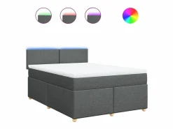 Cama box spring con colchón tela oscuro 160x200 cm < Clicnbuy Outlet