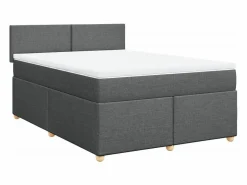 Cama box spring con colchón tela oscuro 160x200 cm < Clicnbuy Outlet