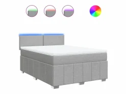 Cama box spring con colchón tela claro 160x200 cm < Clicnbuy Discount