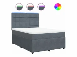Cama box spring con colchón terciopelo oscuro 140x190 cm < Clicnbuy Best