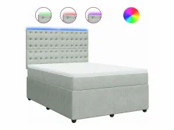 Cama box spring con colchón terciopelo claro 140x190 cm < Clicnbuy Best