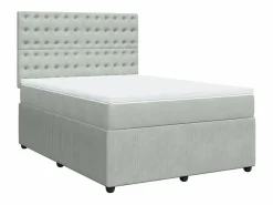 Cama box spring con colchón terciopelo claro 140x190 cm < Clicnbuy Best