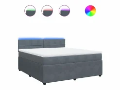 Cama box spring con colchón terciopelo oscuro 180x200 cm < Clicnbuy New