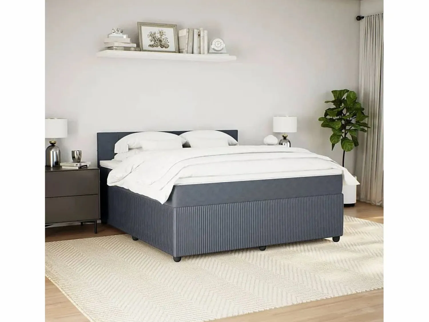 Cama box spring con colchón terciopelo oscuro 180x200 cm < Clicnbuy New