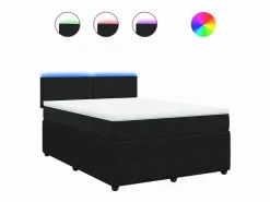 Clicnbuy Base De Cama De Láminas|Somier - 140X190Cm * Cama box spring con colchón terciopelo 140x190 cm Negro