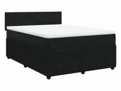Clicnbuy Base De Cama De Láminas|Somier - 140X190Cm * Cama box spring con colchón terciopelo 140x190 cm Negro