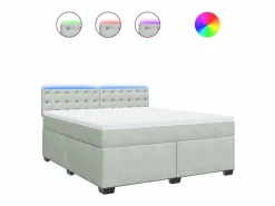 Cama box spring con colchón terciopelo claro 180x200 cm < Clicnbuy Clearance