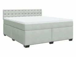 Cama box spring con colchón terciopelo claro 180x200 cm < Clicnbuy Clearance