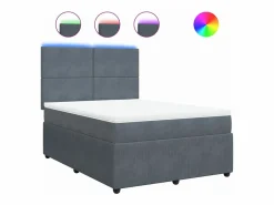Cama box spring con colchón terciopelo oscuro 140x190 cm < Clicnbuy
