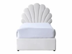 Vente-unique Cama Terciopelo|Cama Con Almacenaje * Cama concha 90 x 190 cm con 2 cajones en terciopelo + colchón - MOANA Blanco