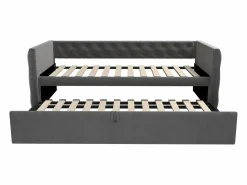 Cama de día 90x200 cm, cama nido 90x190 cm - Cama infantil en terciopelo con somier de láminas < Hauss Spole Outlet