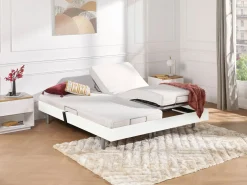 Ysmée Cama Articulada | Cama eléctrica de relax decorativa somier colchón látex 3 zonas 2x90x200 cm Tela Gris PANISOLA