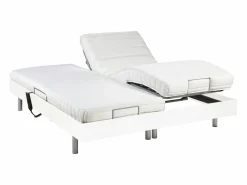 Ysmée Cama Articulada | Cama eléctrica de relax decorativa somier colchón látex 3 zonas 2x90x200 cm Tela Gris PANISOLA