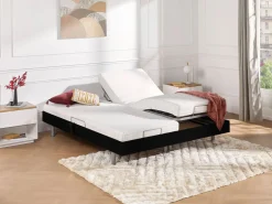 Ysmée Cama Articulada | Cama eléctrica de relax decorativa somier colchón de muelles ensacados 80 x 200 cm Tela Gris RIZALI