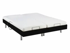 Ysmée Cama Articulada | Cama eléctrica de relax decorativa somier colchón de muelles ensacados 80 x 200 cm Tela Gris RIZALI