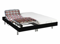 Ysmée Cama Articulada | Cama eléctrica de relax decorativa somier colchón de muelles ensacados 80 x 200 cm Tela Gris RIZALI