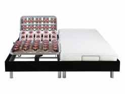 Ysmée Cama Articulada | Cama eléctrica de relax decorativa somier colchón de muelles ensacados 80 x 200 cm Tela Gris RIZALI