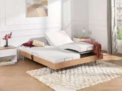 Cama eléctrica relax decorativa somier colchón de espuma viscoelástica 90 x 200 cm Tela Gris MENASINA < Ysmée Online