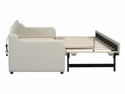Cama individual con sofá cama - 2 x 90 x 190 cm - Sofá cama con USB - Lino + MDF - < Merax Clearance