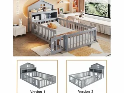 Cama infantil cabina 90x200 cm con barandillas de seguridad, estantes y almacenaje en color (sin colchón) < Hauss Spole Online