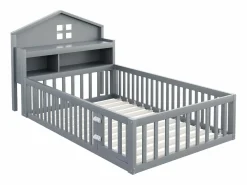 Cama infantil cabina 90x200 cm con barandillas de seguridad, estantes y almacenaje en color (sin colchón) < Hauss Spole Online