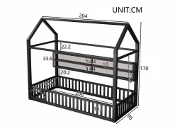 Cama infantil cabina 90x200 cm con estantes de almacenaje e iluminación LED - Sin somier - < Hauss Spole