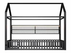 Cama infantil cabina 90x200 cm con estantes de almacenaje e iluminación LED - Sin somier - < Hauss Spole
