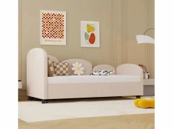 Cama infantil 90x200 cm con cama nido de terciopelo, somier de láminas, sin colchón, claro < Hauss Spole Clearance