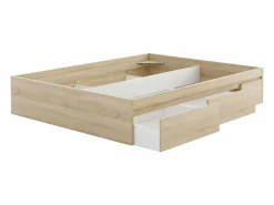 Cama Adulto | Cama matrimonio c/4 cajones inferior Color Roble Canadian 37x156x196 cm