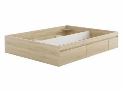 Cama Adulto | Cama matrimonio c/4 cajones inferior Color Roble Canadian 37x156x196 cm