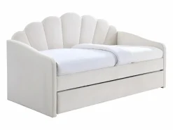 Vente-unique Cama Terciopelo|Cama Diván | Cama nido concha 2 x 90 x 190 cm terciopelo beige - ELUSIA