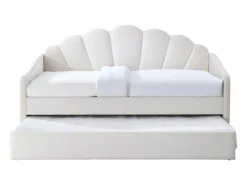 Vente-unique Cama Terciopelo|Cama Diván | Cama nido concha 2 x 90 x 190 cm terciopelo beige - ELUSIA
