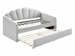 Vente-unique Cama Terciopelo|Cama Diván * Cama nido con forma de concha 2 x 90 x 190 cm terciopelo + colchón - ELUSIA Gris claro