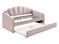 Vente-unique Cama Terciopelo|Cama Diván | Cama nido en forma de concha 2 x 90 x 190 cm en terciopelo con colchón - ELUSIA