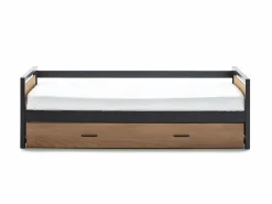 Vente-unique Cama Nido|Cama Infantil | Cama nido industrial 90 x 190 cm de MDF Pino y metal con colchón BOSTON