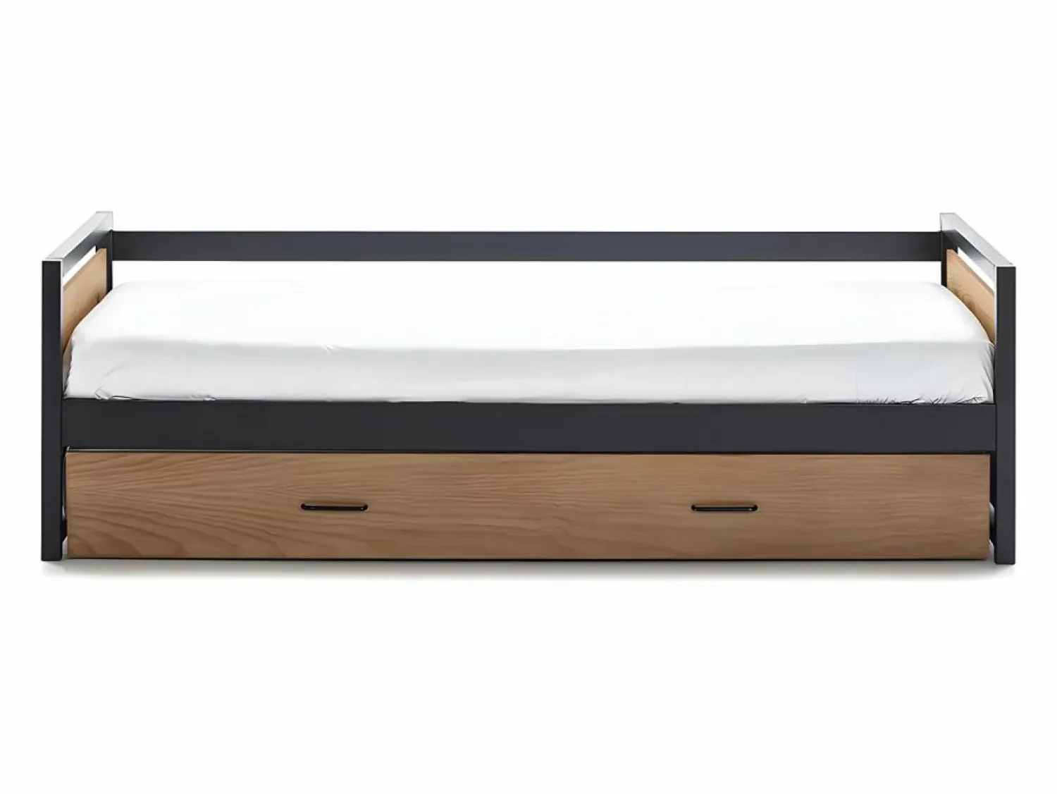 Vente-unique Cama Nido|Cama Infantil | Cama nido industrial 90 x 190 cm MDF, pino y metal BOSTON