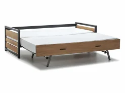 Vente-unique Cama Nido|Cama Infantil | Cama nido industrial 90 x 190 cm MDF, pino y metal BOSTON