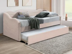 Vente-unique Cama Terciopelo|Cama Diván | Cama nido LENVIA 2 x 90 x 190 cm en terciopelo -