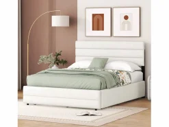 Cama Diván * Cama nido para adultos y niños 140 x 200 cm y 90 x 190 cm - Cama con plataforma extensible con 2 cajones con somier y cabecero - Blanco